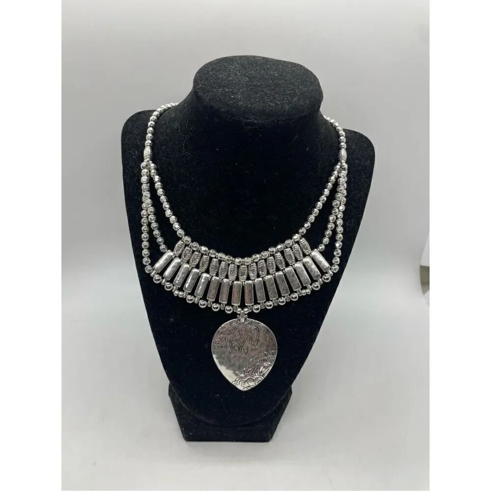 NWT Chico’s Turkish Bib Statement Silver Tone Necklace Gift Idea